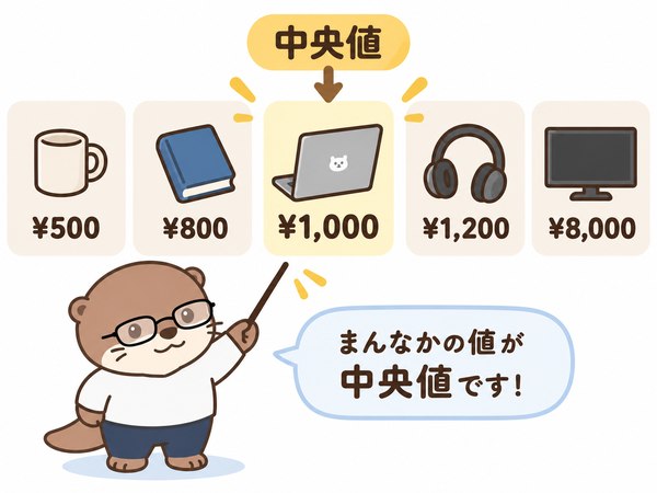 価格を安い順に並べたとき、ちょうど真ん中に来る値段が中央値